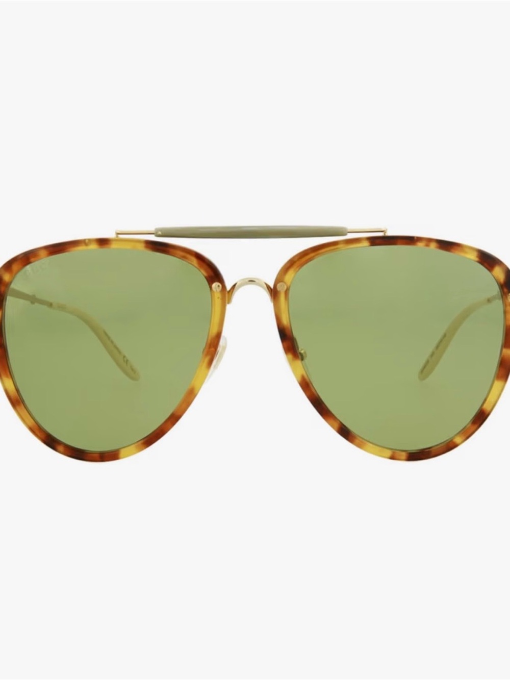 GUCCI Tortoiseshell Frame Green Lens Women’s Sunglasses